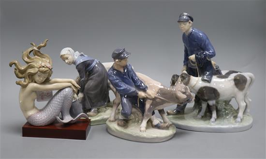Four Copenhagen porcelain figures